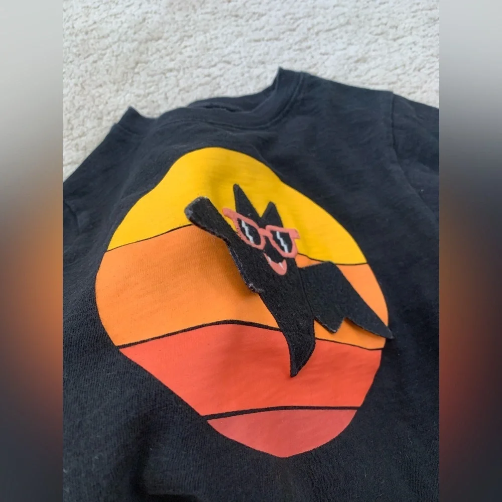 Gap Size 4 Years 3D Felt Halloween Bat Sunset Long Sleeve Shirt